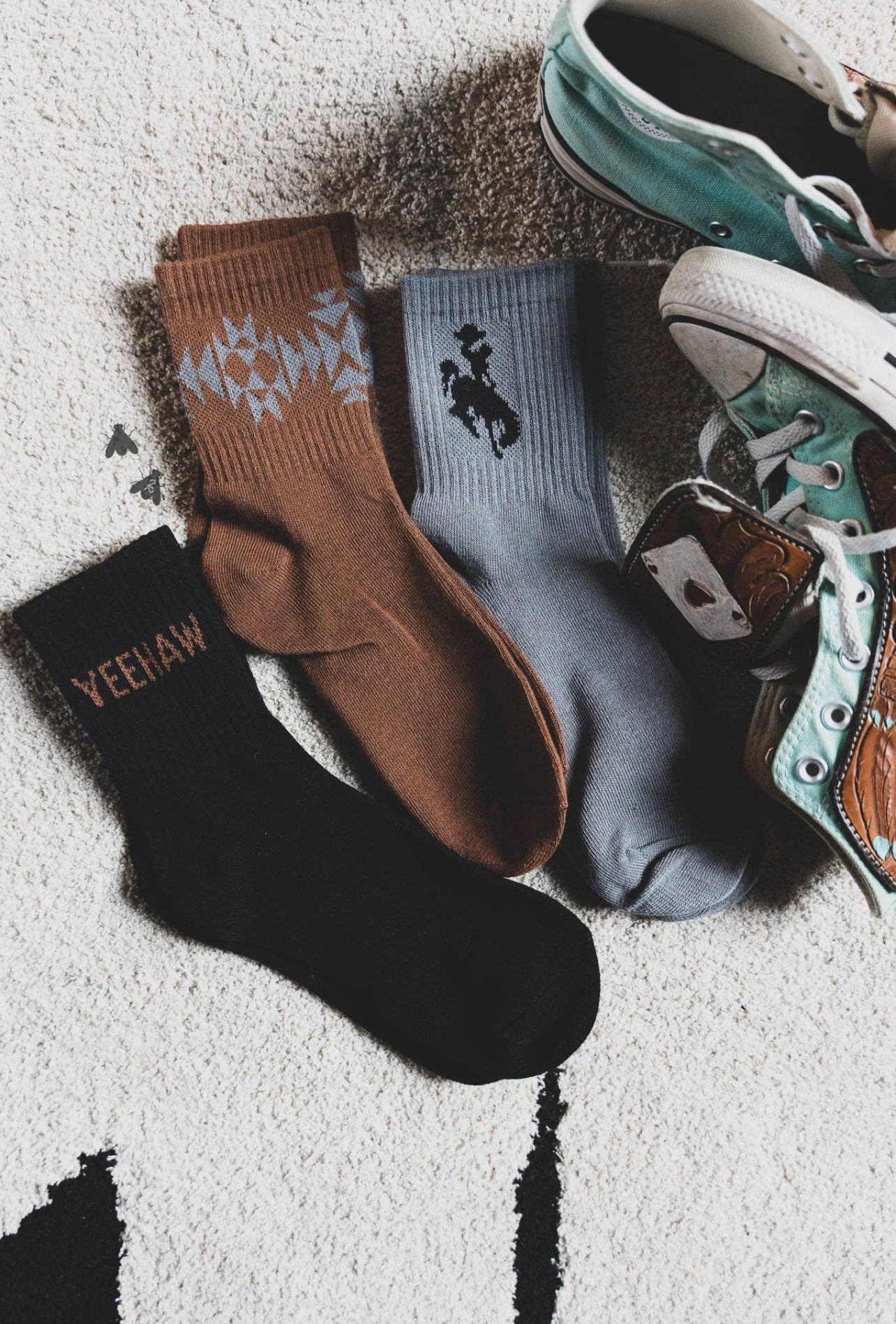 Yeehaw bronc cowboy socks~adult