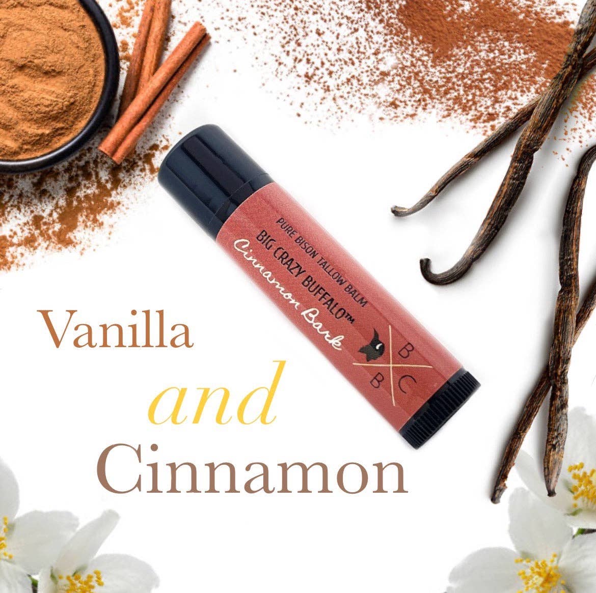 Natural Lip Balm Cinnamon Bark- Cinnamon & Vanilla, Moisturizing, Non-Habit Forming, Soothes Chapped Lips, Hydration, Pure and Natural, No Petroleum, Hydrating