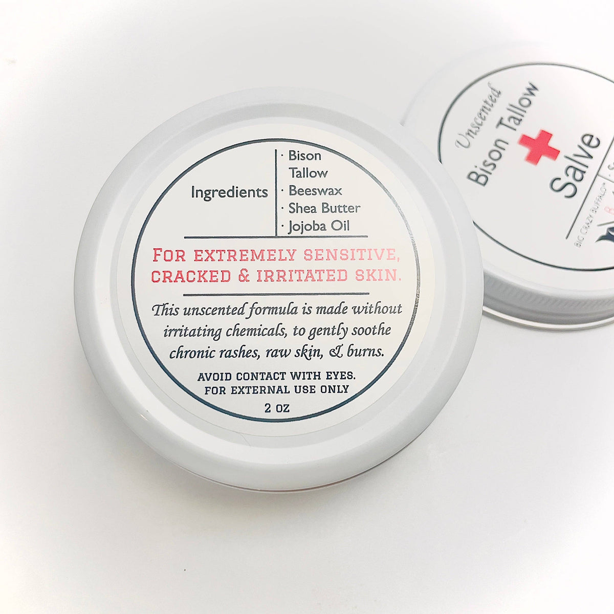 Salve Natural Bison Unscented  2 Oz.- No Irritating Ingredients, Simple & Clean, Body Butter, Full Body Hydration, Replaces Lotion, For Cracked, Dry, Itchy, Irritated Skin