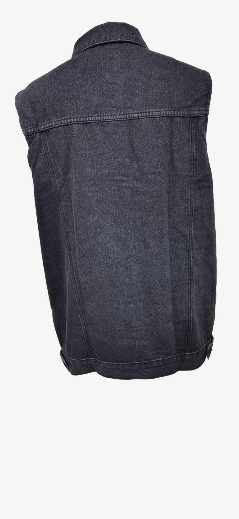 Solid Button Down Sleeveless Denim Vest