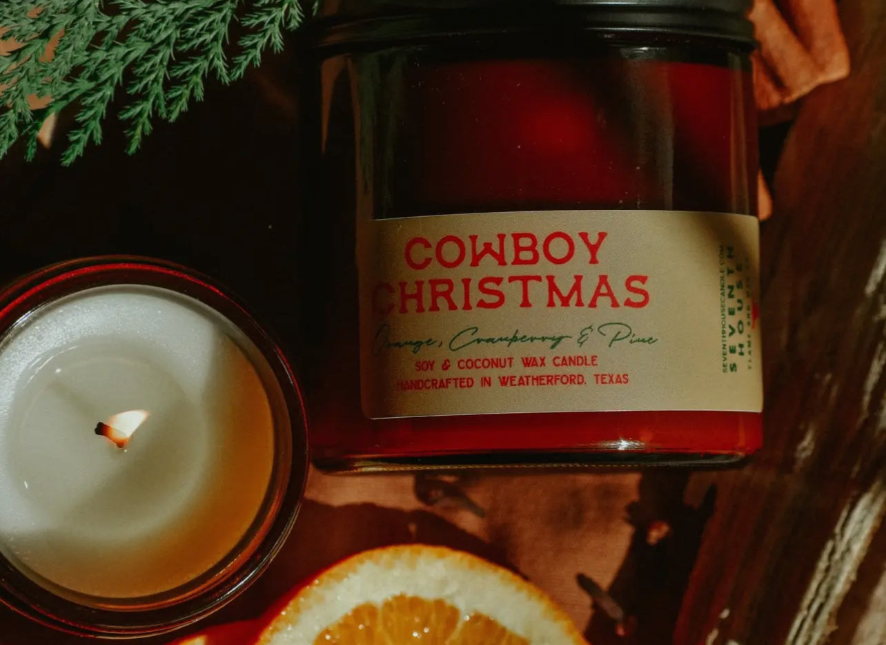 Cowboy Christmas Candle