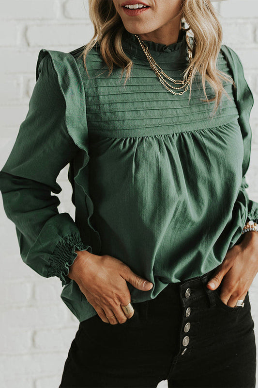 High neck ruffle top