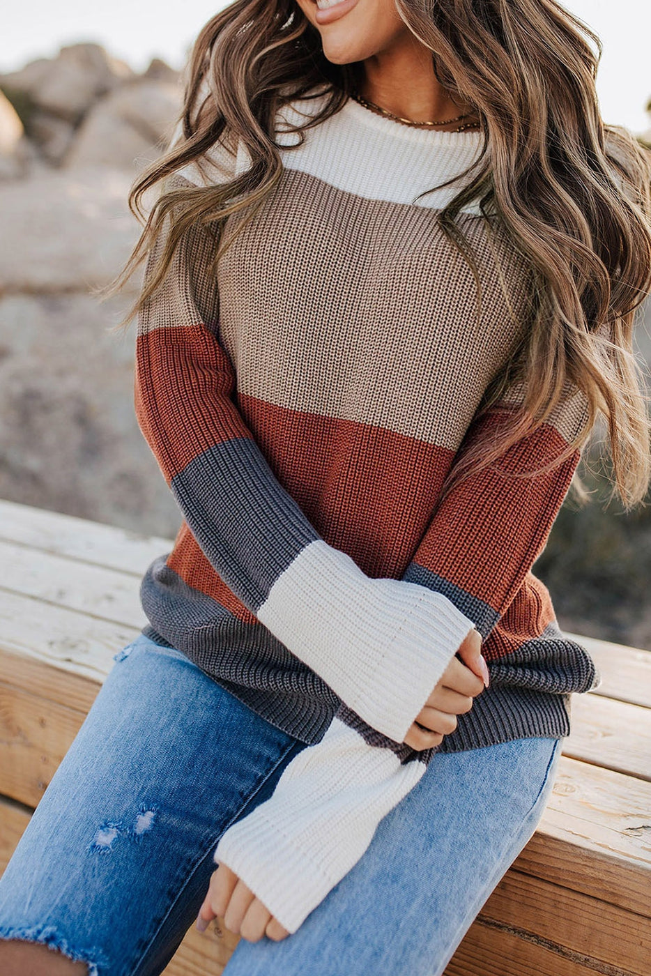 Color Block Knitted Sweater